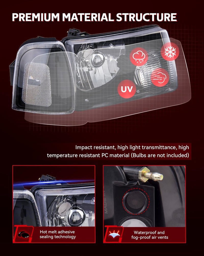 Torchbeam Headlight Assembly Replacement for 2001-2011 Ranger Headlight Housing Driver and Passenger Side (2 PCS) - Image 3